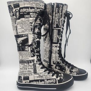 COM Y2K Graphic High Top Sneakers Boots Lace Up Canvas Size 7